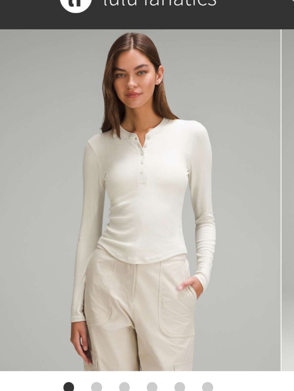 Lulu  Hold Tight   Long-Sleeve Henley Top in Cream